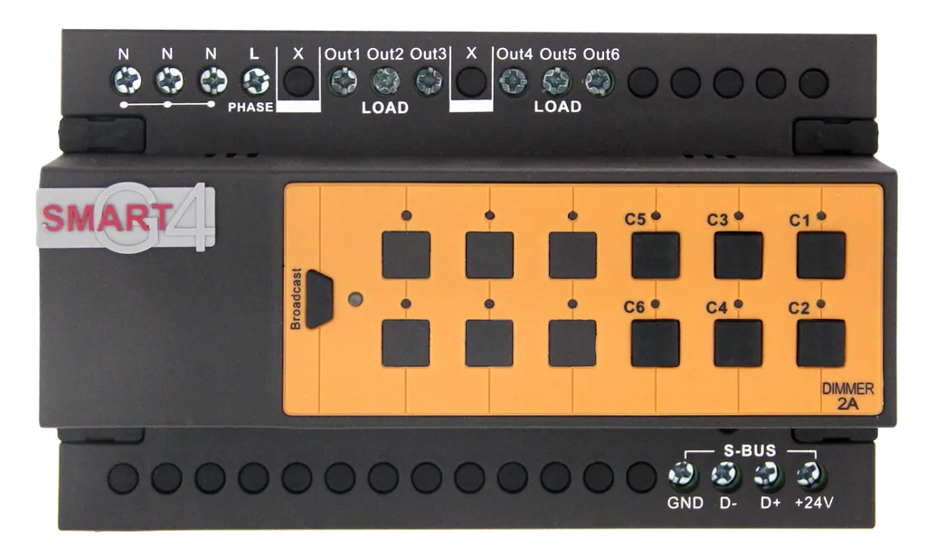 D4, Dimmer 4ch 3Amp /ch, DIN-Rail Mount (G4)