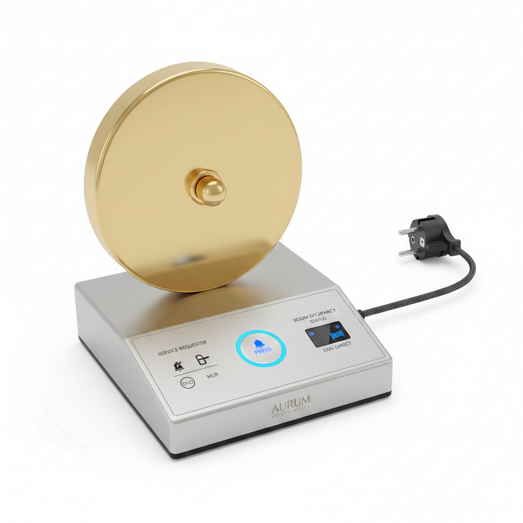 Wireless Hotel Large elegant Bell with 2 Service Requester DND / MUR & Room Occupancy Status (220V Direct)