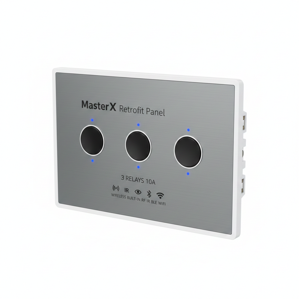 MasterX Retro fit Panel 3 Relays 10A Wireless Builtin RF IR BLE Wifi