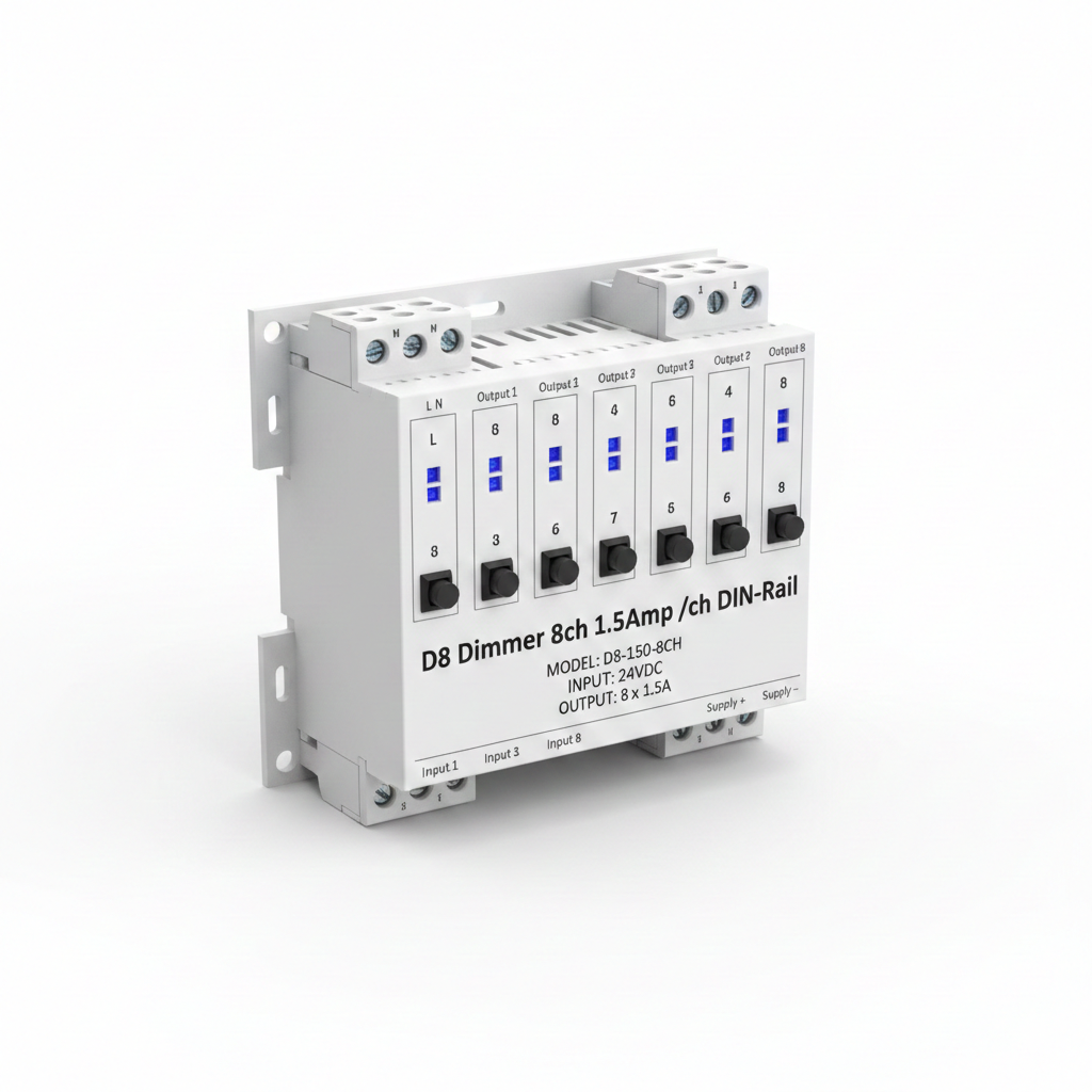 D8 Dimmer 8ch 1.5Amp /ch DIN-Rail
