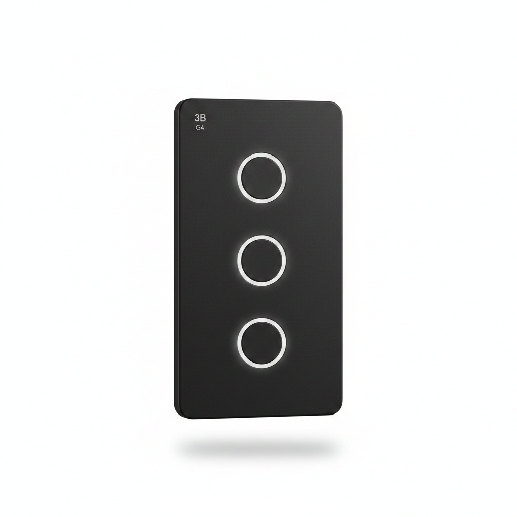3B 3 Button Smart Soft Switch Wall Panel (G4) - Black